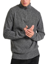 πουλόβερ funky buddha half-zip πλεκτό fbm010-041-09-anthracite mel ανδρικό