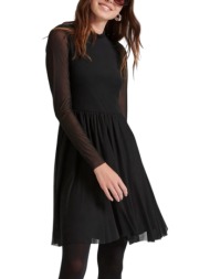 φόρεμα funky buddha με τούλι & εσωτερική φόδρα fbl010-118-13-black γυναικείο