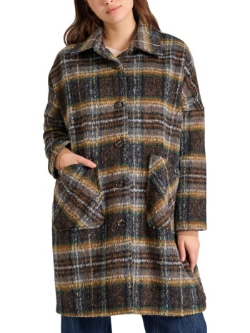 παλτό funky buddha wool blend καρό fbl010-121-01-brown σε προσφορά