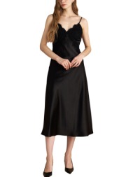 φόρεμα attrattivo τύπου σατέν με δαντέλα 9922776-black γυναικείο