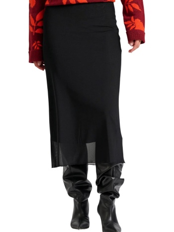 φούστα funky buddha μονόχρωμη μίντι fbl010-125-14-black σε προσφορά