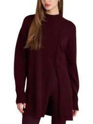 μπλούζα μακρυμάνικη attrattivo πλεκτή με σκίσιμο 9p22954-oxblood γυναικείο