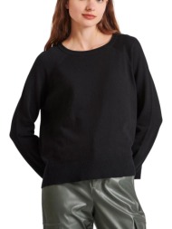 μπλούζα μακρυμάνικη funky buddha πλεκτό με στρογγυλή λαιμόκοψη fbl010-100-09-black γυναικείο