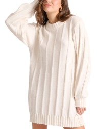 φόρεμα funky buddha μίνι σενίλ με ανάγλυφη πλέξη fbl010-100-13-off white γυναικείο