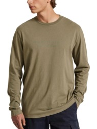 μπλούζα μακρυμάνικη funky buddha με branded τύπωμα fbm010-007-07-cement ανδρικό