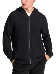 ζακέτα funky buddha με ανάγλυφη πλέξη & κουκούλα fbm010-021-09-anthracite mel ανδρικό