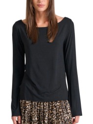 μπλούζα μακρυμάνικη funky buddha raw edges fbl010-103-07-black γυναικείο