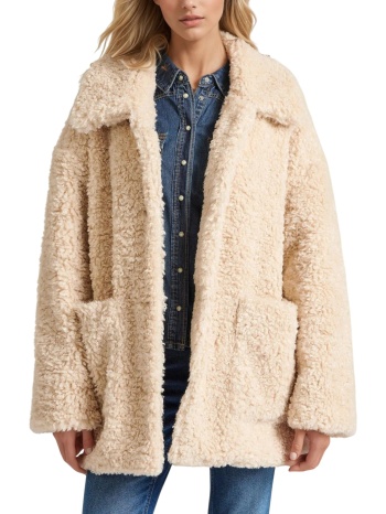 παλτό funky buddha loose fit faux fur fbl010-123-01-chalk σε προσφορά