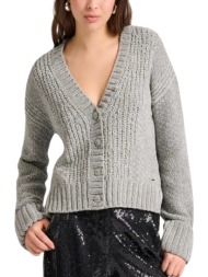 ζακέτα funky buddha σενίλ fbl010-108-09-grey γυναικείο