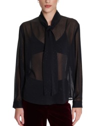πουκάμισο μακρυμάνικο ale ημιδιαφανές με στρας 8922761-black γυναικείο