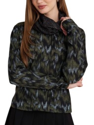 μπλούζα μακρυμάνικη attrattivo μακρυμάνικη εμπριμέ 92265381-khaki γυναικείο