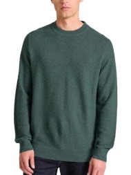 μπλούζα μακρυμάνικη funky buddha πλεκτό με ανάγλυφη υφή fbm010-020-09-green mel ανδρικό