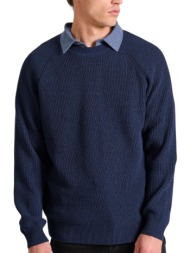 μπλούζα μακρυμάνικη funky buddha chenille relaxed fit fbm010-053-09-navy ανδρικό