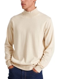 μπλούζα μακρυμάνικη funky buddha με ψηλό λαιμό fbm010-009-09-chalk mel ανδρικό