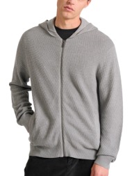 ζακέτα funky buddha με ανάγλυφη πλέξη & κουκούλα fbm010-021-09-grey mel ανδρικό