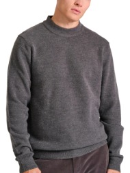 πουλόβερ funky buddha με στρογγυλή λαιμόκοψη fbm010-030-09-anthracite mel ανδρικό