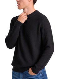 μπλούζα μακρυμάνικη funky buddha πλεκτό με ανάγλυφη υφή fbm010-020-09-anthracite mel ανδρικό