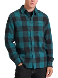 πουκάμισο μακρυμάνικο funky buddha flannel καρό fbm010-055-05-green ανδρικό