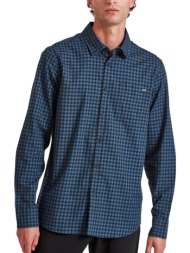 πουκάμισο μακρυμάνικο funky buddha καρό με τσέπη fbm010-003-05-indigo ανδρικό