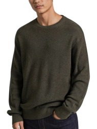 μπλούζα μακρυμάνικη funky buddha με ανάγλυφη πλέξη fbm010-035-09-khaki mel ανδρικό