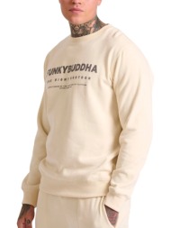 μπλούζα μακρυμάνικη funky buddha relaxed fit με τύπωμα fbm010-004-06-chalk ανδρικό