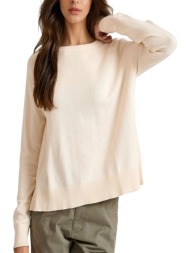 μπλούζα μακρυμάνικη funky buddha πλεκτό με στρογγυλή λαιμόκοψη fbl010-100-09-chalk γυναικείο