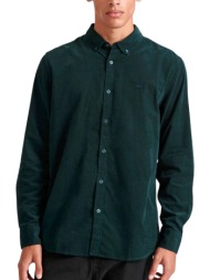 πουκάμισο μακρυμάνικο funky buddha κοτλέ με κεντητό logo fbm010-002-05-dk moss ανδρικό