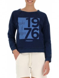 μπλούζα μακρυμάνικη freddy denim effect sweatshirt with a tonal print s8-ac-ws230l01h00-j0