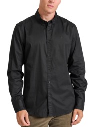 πουκάμισο μακρυμάνικο funky buddha garment dyed twill fbm010-015-05-black ανδρικό