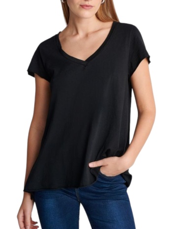 μπλούζα κοντομάνικη attrattivo v-neck με τελείωμα χωρίς