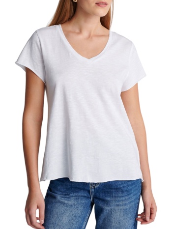μπλούζα κοντομάνικη attrattivo v-neck με τελείωμα χωρίς