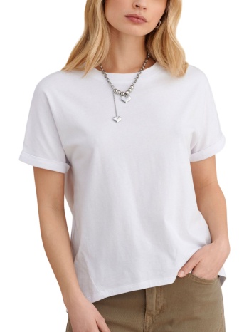 μπλούζα κοντομάνικη attrattivo με κολιέ 9923125-white