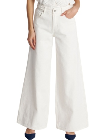 παντελόνι jean ale wide leg με πλεξούδα 8922975-white