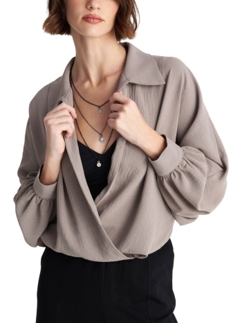 ζακέτα ale μπολερό wrap με ανάγλυφη υφή 82276200-grey