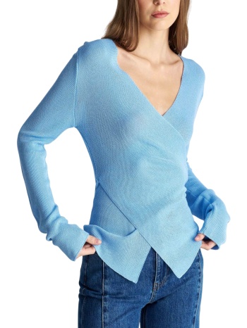 μπλούζα μακρυμάνικη ale πλεκτή κρουαζέ 8p23385-ciel