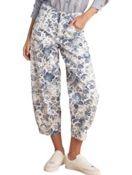 παντελόνι jean attrattivo barrel με φλοράλ τύπωμα 9922955-white γυναικείο