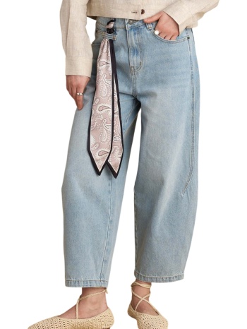 παντελόνι jean attrattivo barrel με φουλάρι 9922957-blue