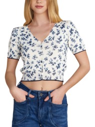 ζακέτα attrattivo κοντή φλοράλ 9p23400-off white γυναικείο