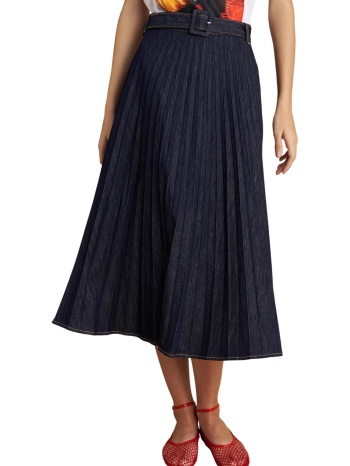 φούστα attrattivo πλισέ με ζώνη 9922982-blue γυναικείο
