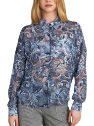πουκάμισο μακρυμάνικο attrattivo φλοράλ ημιδιαφανές 9922924-blue γυναικείο