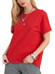 μπλούζα κοντομάνικη attrattivo με κολιέ 9923125-red γυναικείο