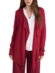 ζακέτα attrattivo πλεκτή με κουκούλα 9p23392-cherrυ γυναικείο