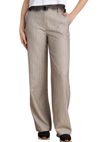 παντελόνι υφασμάτινο attrattivo ίσιο ριγέ 9922995-greige