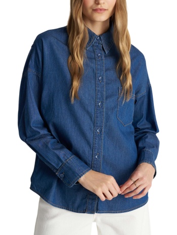 πουκάμισο μακρυμάνικο ale denim με τσέπη 8923176-blue