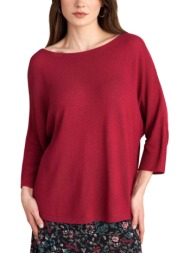 μπλούζα μακρυμάνικη attrattivo πλεκτή με ανοιχτή λαιμόκοψη 9p23393-cherry γυναικείο