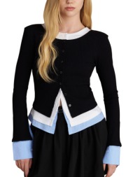 ζακέτα attrattivo ριπ με συνδιασμό υφασμάτων 9923009-black γυναικείο