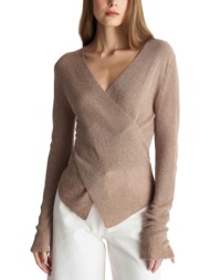 μπλούζα μακρυμάνικη ale πλεκτή κρουαζέ 8p23385-beige γυναικείο