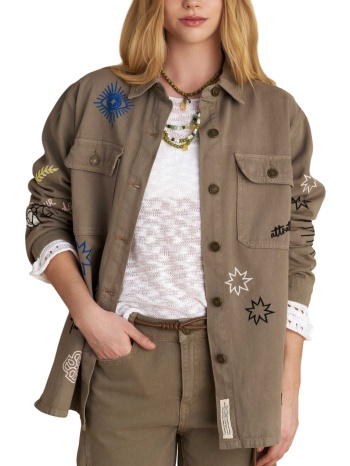 πουκάμισο μακρυμάνικο attrattivo με κεντήματα 9922953-khaki