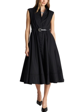 φόρεμα ale μίντι με βάτες και ζώνη 8923196-black γυναικείο