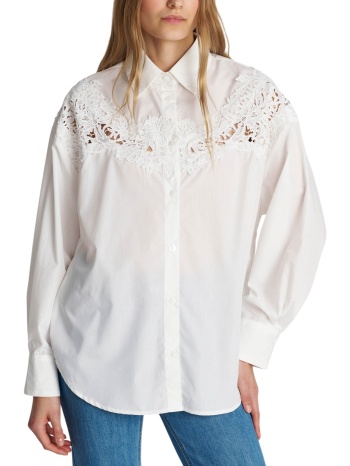 πουκάμισο μακρυμάνικο ale με δαντέλα 8922911-white γυναικείο